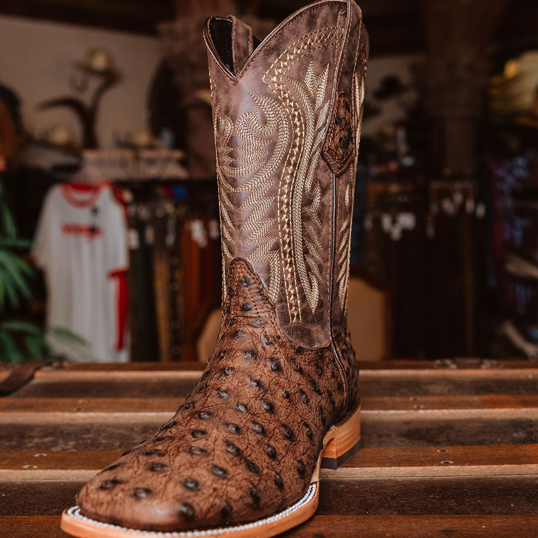 Bota Tejano Style Ave Ranch Rustic Café Print Hombre 001