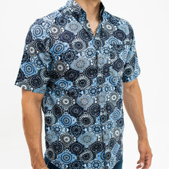 Camisa Casual Khaki Blues Estampada Mandala azul 005