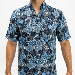 Camisa Casual Khaki Blues Estampada Mandala azul 005