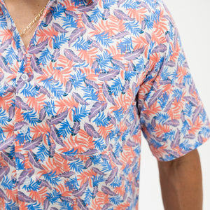 Camisa Casual Khaki Blues Estampada Palma Coral 001