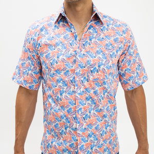 Camisa Casual Khaki Blues Estampada Palma Coral 001