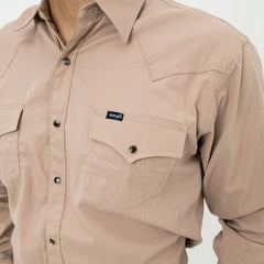 Camisa Vaquera Wrangler Basica Lisa Khaki 045