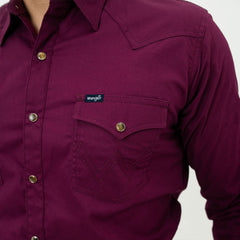 Camisa Vaquera Wrangler Basica Lisa Vino 067