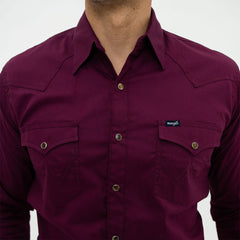 Camisa Vaquera Wrangler Basica Lisa Vino 067