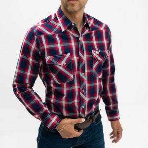 Camisa Wrangler Cuadros Rojo Azul 127
