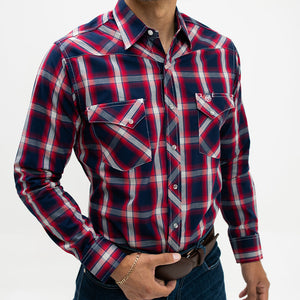 Camisa Wrangler Cuadros Rojo Azul 127