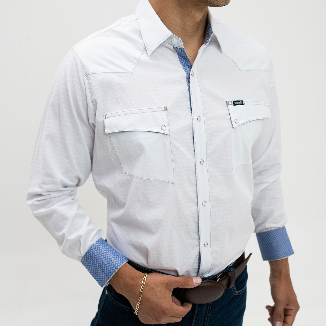 Camisa Wrangler Retro Blanca Textura 125