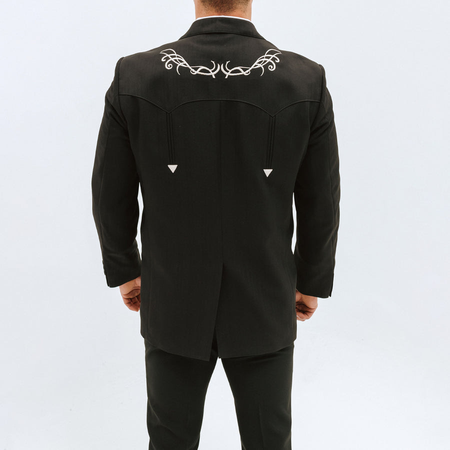 Traje Vaquero Far West Negro Bordado Hueso 699 - Very Vaquero