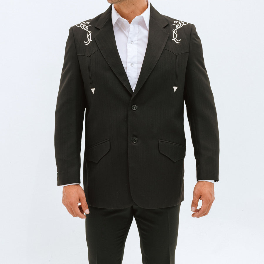 Traje Vaquero Far West Negro Bordado Hueso 699 - Very Vaquero