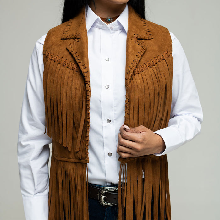 Chaleco Very Vaquero Tejido Flecos Miel 010