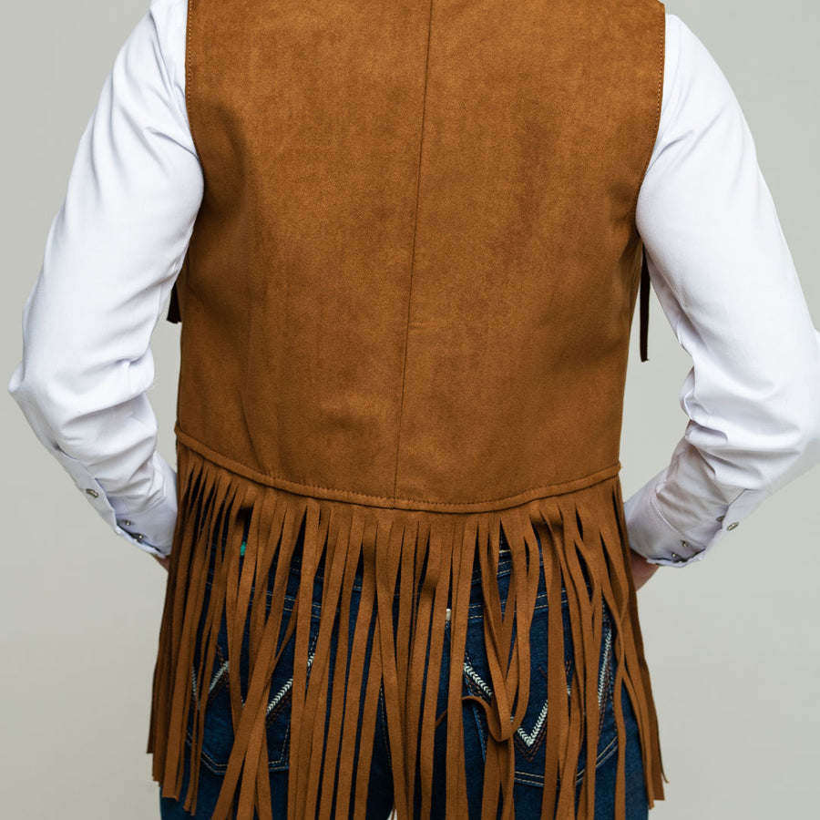 Chaleco Very Vaquero Tejido Flecos Miel 010