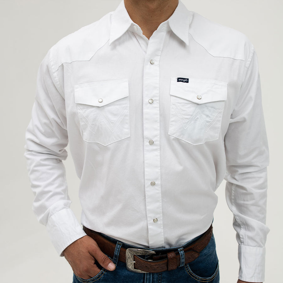 Camisa Wrangler Basica Lisa Blanca 033