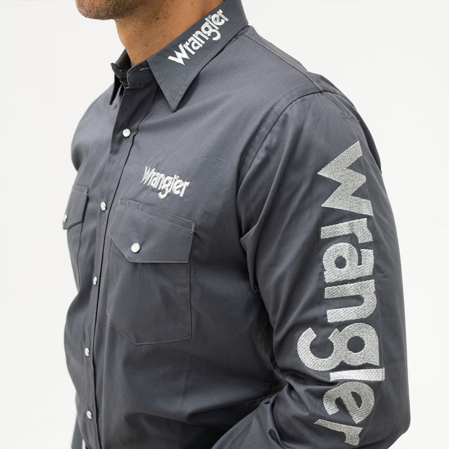 Camisa Wrangler Bordada Logo Gris 150