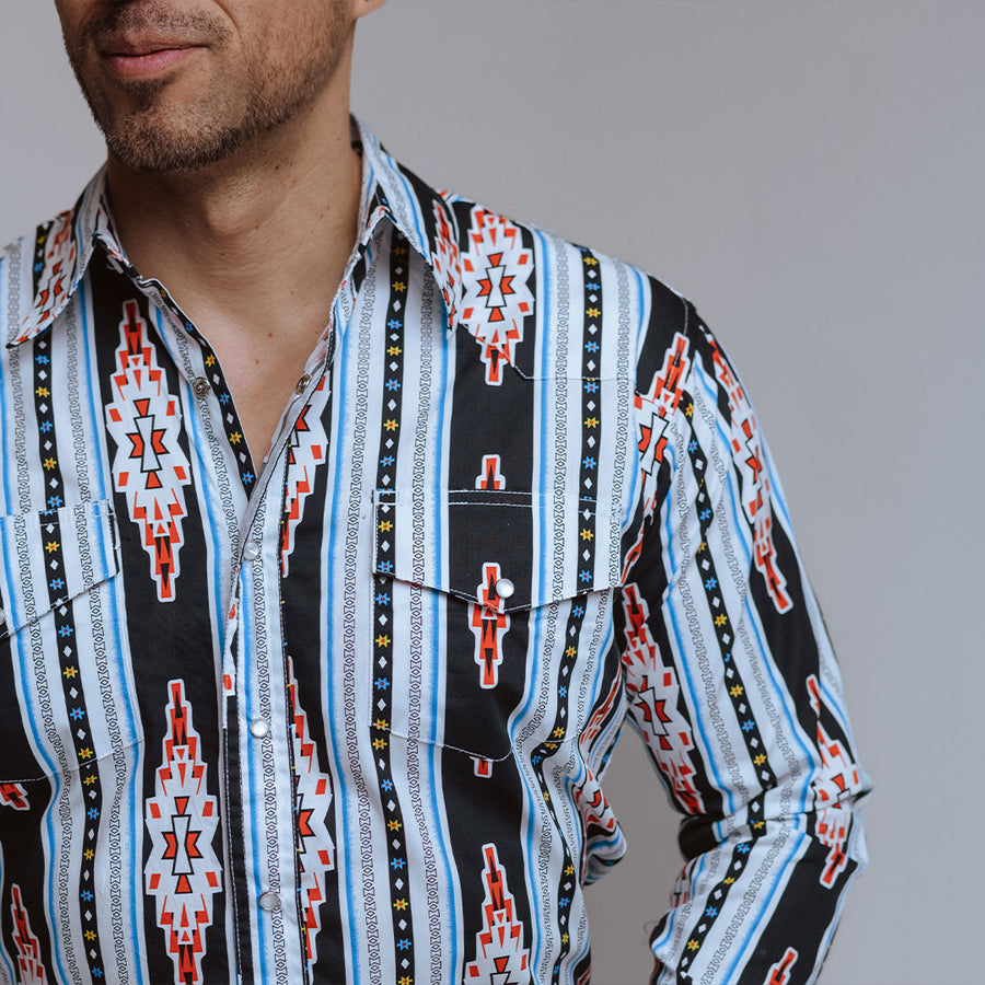 Camisa Wrangler Checotah Blanco Negro 162