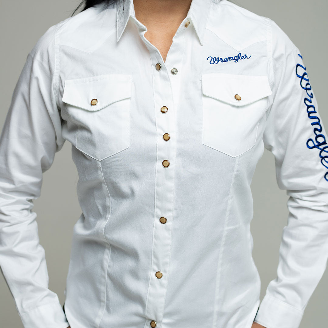 Blusa Wrangler Blanca Lisa Bord Logo 051