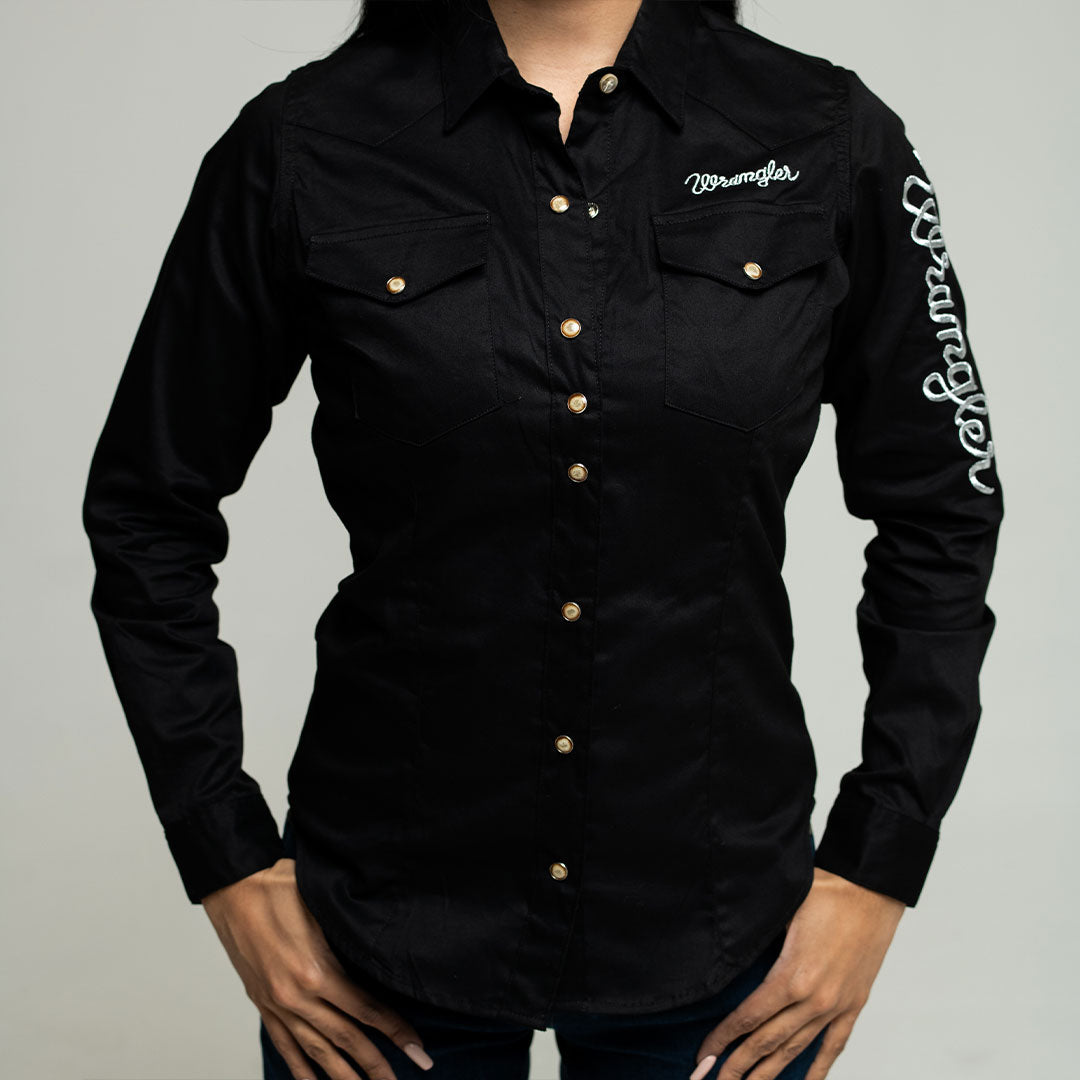 Blusa Wrangler Negra Lisa Bord Logo 052