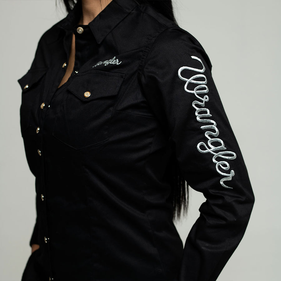 Blusa Wrangler Negra Lisa Bord Logo 052